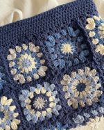 Navy Crochet Granny Square Shoulder Bag