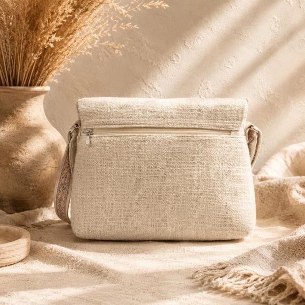 Beige Beaded Fringe Crossbody Bag
