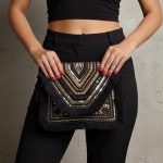 Black Beaded Fringe Shoulder Bag