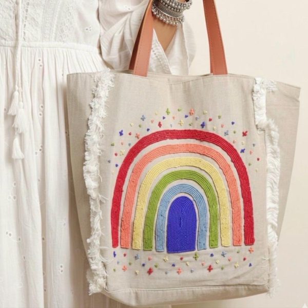 Rainbow Embroidered Tote Bag