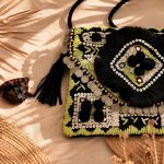 Black Embroidered Tassel Clutch Bag
