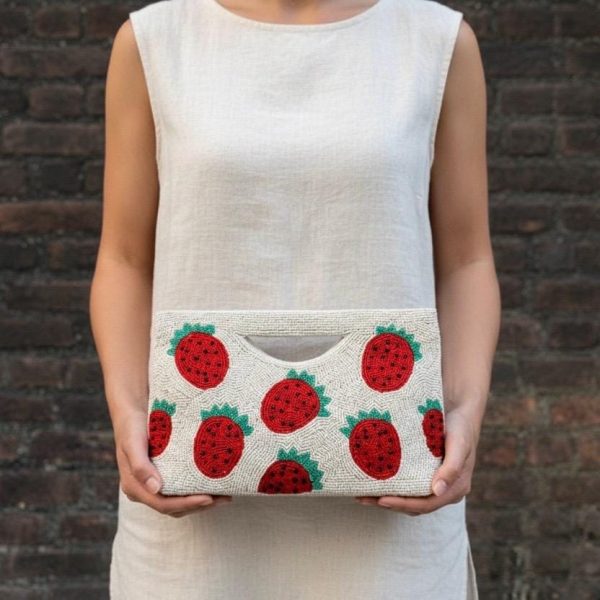 Strawberry Beaded Clutch Bag