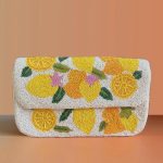 Citrus Fruit Beaded Clutch Bag