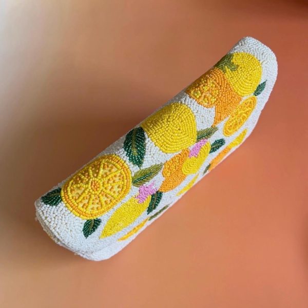 Citrus Fruit Beaded Clutch Bag