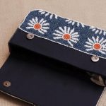 Navy Daisy Beaded Shoulder Bag