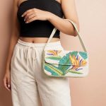 Tropical Floral Beaded Shoulder Bag