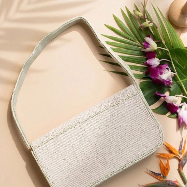 Tropical Floral Beaded Shoulder Bag