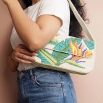 Tropical Floral Beaded Shoulder Bag